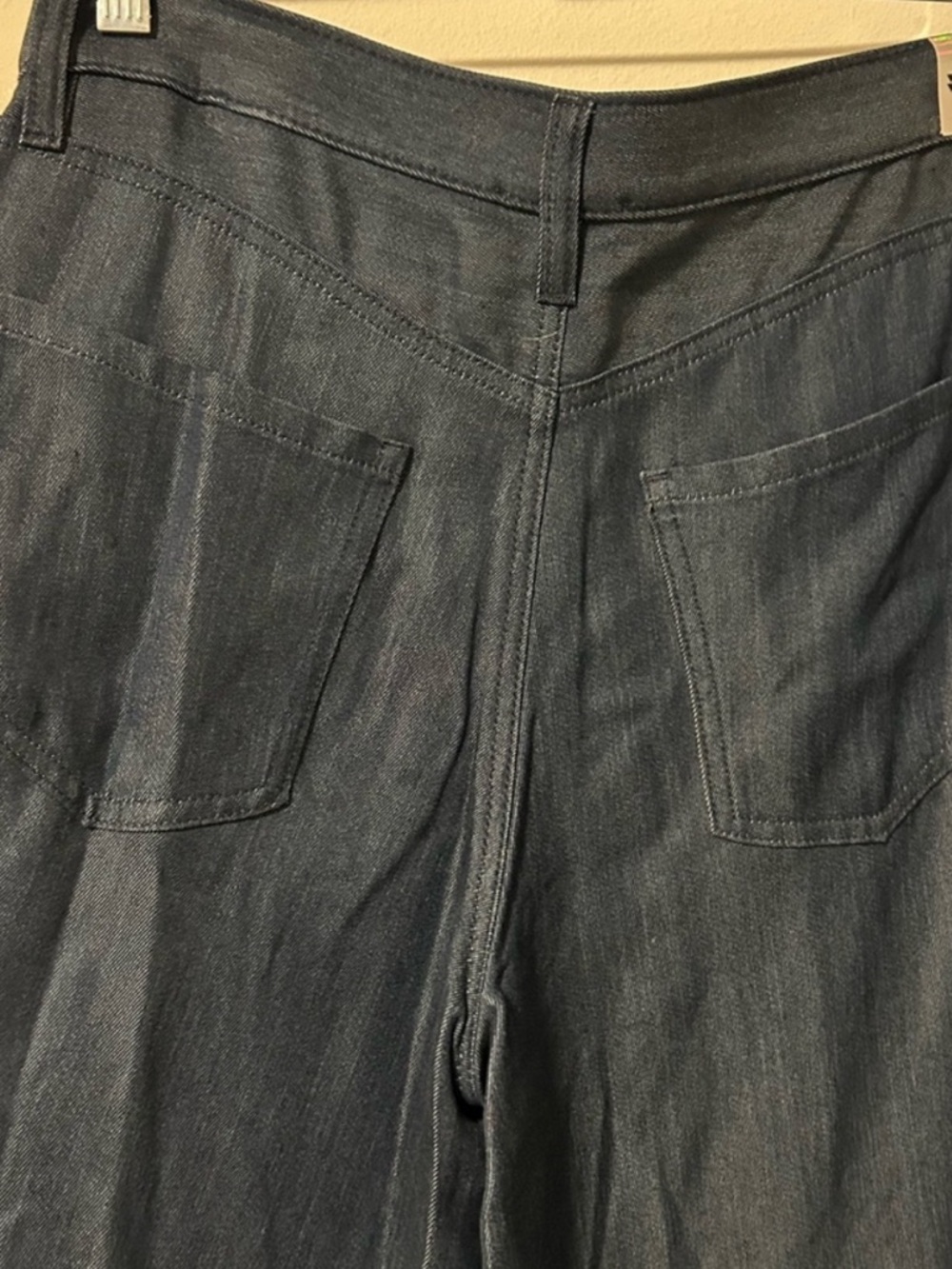 VIAVIA Uber Wide Leg Jeans Blue Cupro Luxury Low Rise Palazzo Italian Pants - Picture 9 of 16